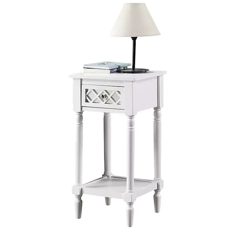 Kirklands Home Mirrored Drawer Square Accent Table White Hot