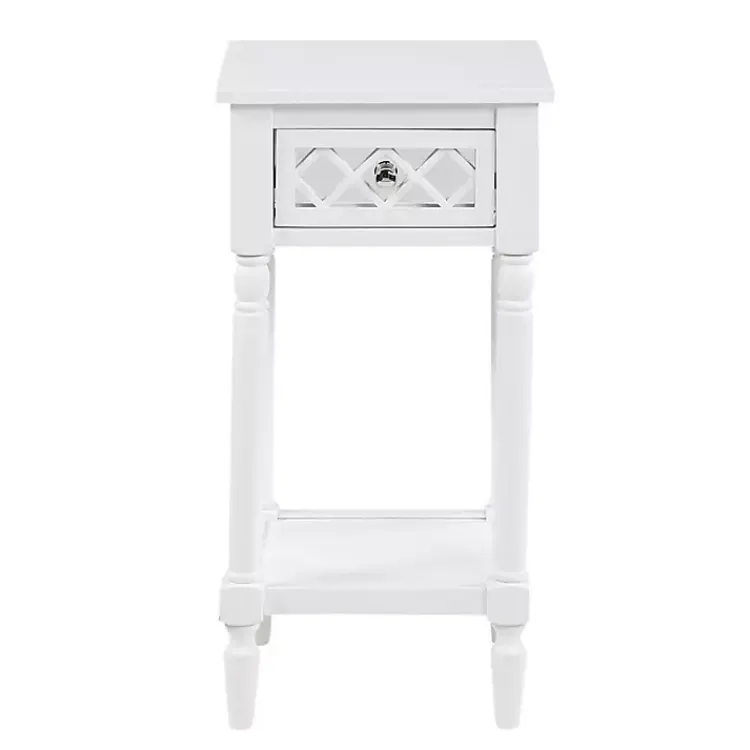 Kirklands Home Mirrored Drawer Square Accent Table White Hot