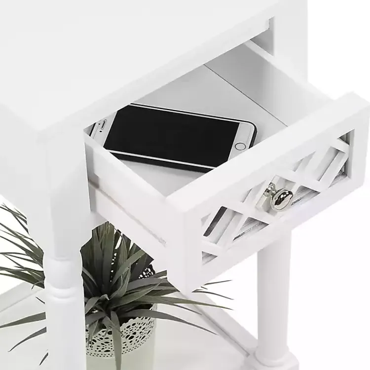 Kirklands Home Mirrored Drawer Square Accent Table White Hot