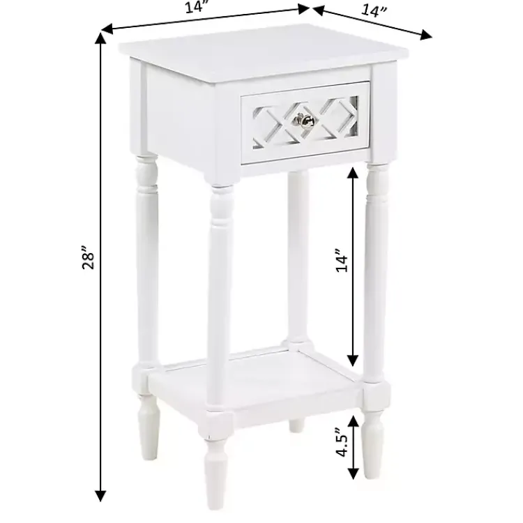 Kirklands Home Mirrored Drawer Square Accent Table White Hot