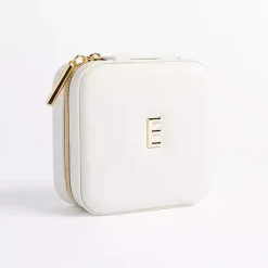 Monogram Seasonal Decor>Kirklands Home Monogram E Travel Jewelry Box White