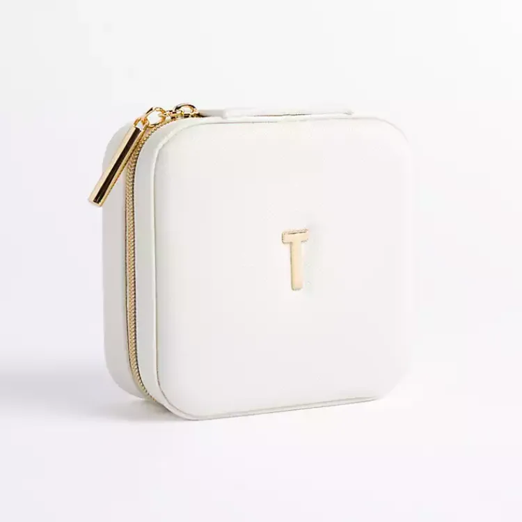 Monogram Seasonal Decor>Kirklands Home Monogram T Travel Jewelry Box White