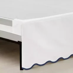 Kirklands Home White Navy Scalloped Coastal Queen Bed Skirt Online
