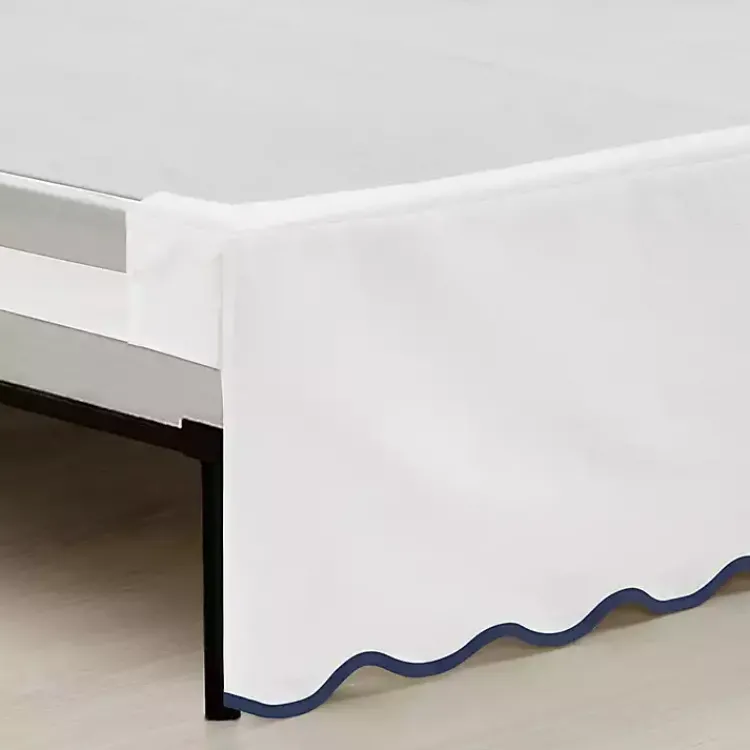 Kirklands Home White Navy Scalloped Coastal Queen Bed Skirt Online