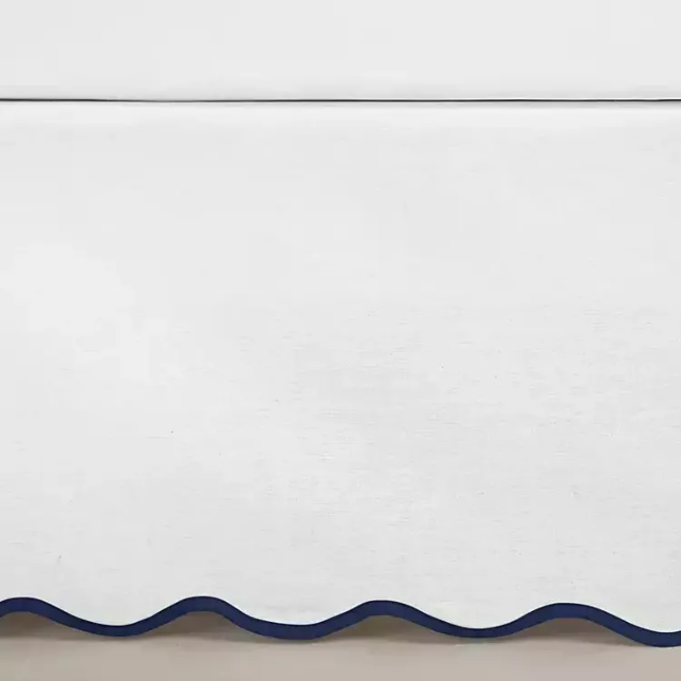 Kirklands Home White Navy Scalloped Coastal King Bed Skirt Outlet