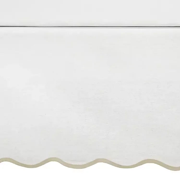 Kirklands Home White Neutral Scalloped Coastal Queen Bed Skirt Tan Discount