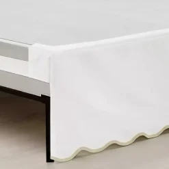 Kirklands Home White Neutral Scalloped Coastal Queen Bed Skirt Tan Discount