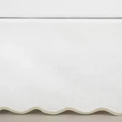 Kirklands Home White Neutral Scalloped Coastal Queen Bed Skirt Tan Discount