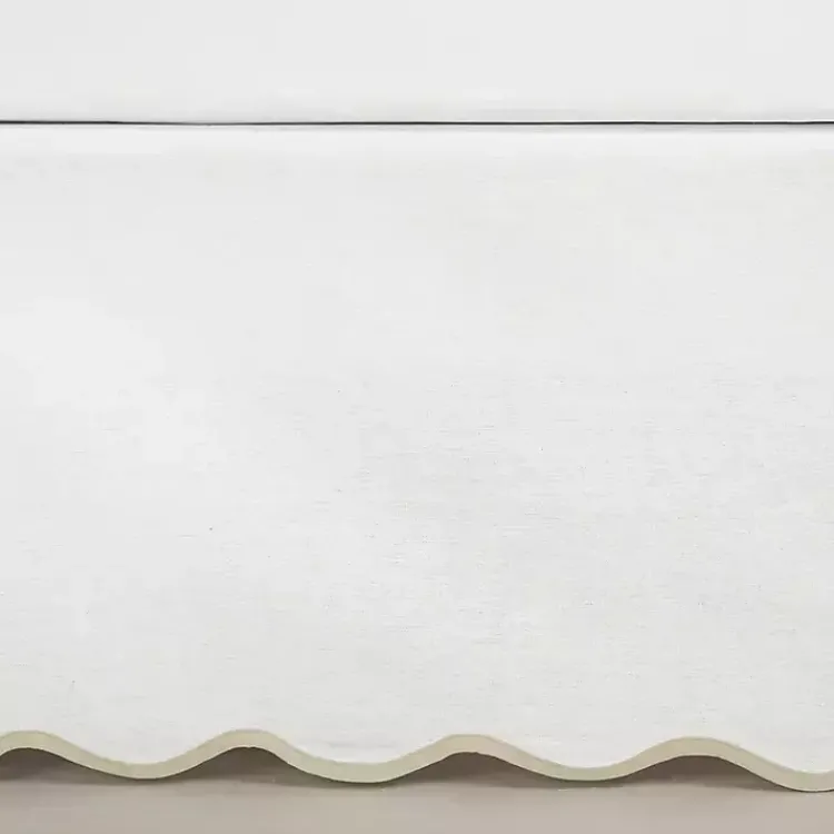 Kirklands Home White Neutral Scalloped Coastal Queen Bed Skirt Tan Discount
