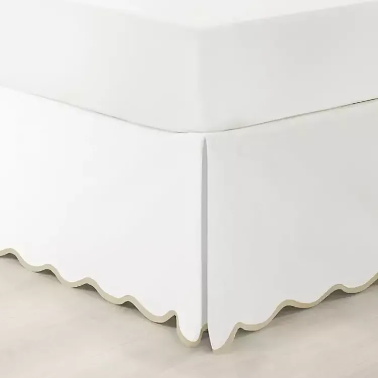 Kirklands Home White Neutral Scalloped Coastal King Bed Skirt Sale