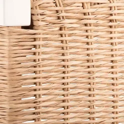 Kirklands Home White Newport Wood and Rattan Counter Stool Brown New