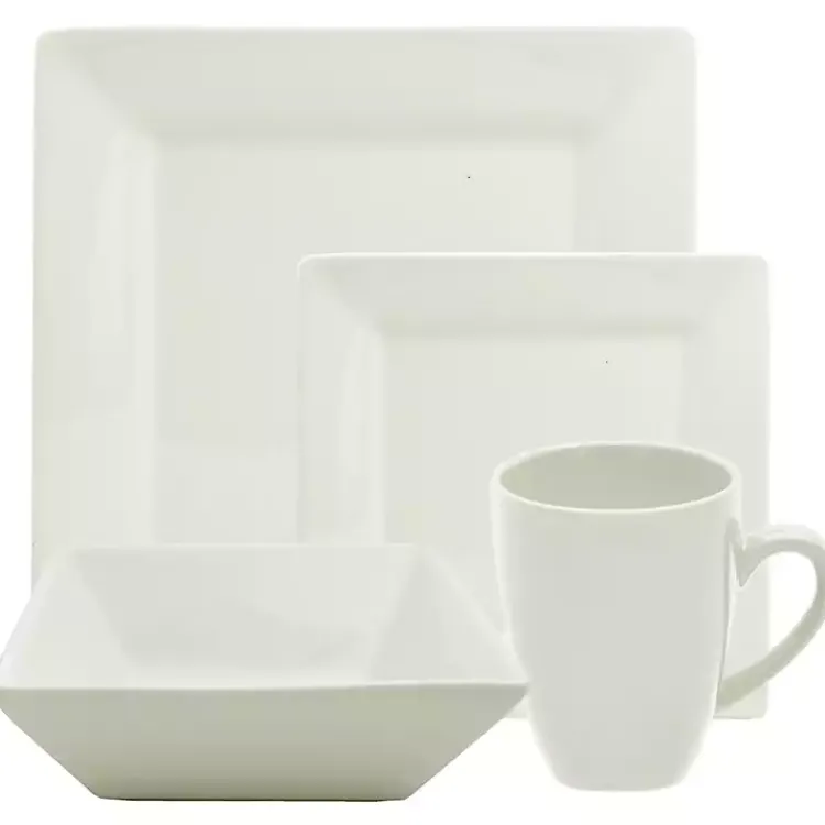 Kirklands Home Nordic Square 16-pc. Dinnerware Set White New
