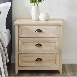 Kirklands Home Oak Bronze Cupped Handle Nightstand White Clearance