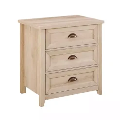 Kirklands Home Oak Bronze Cupped Handle Nightstand White Clearance