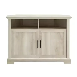 Kirklands Home White Oak Grooved Door Corner TV Stand Ivory Hot