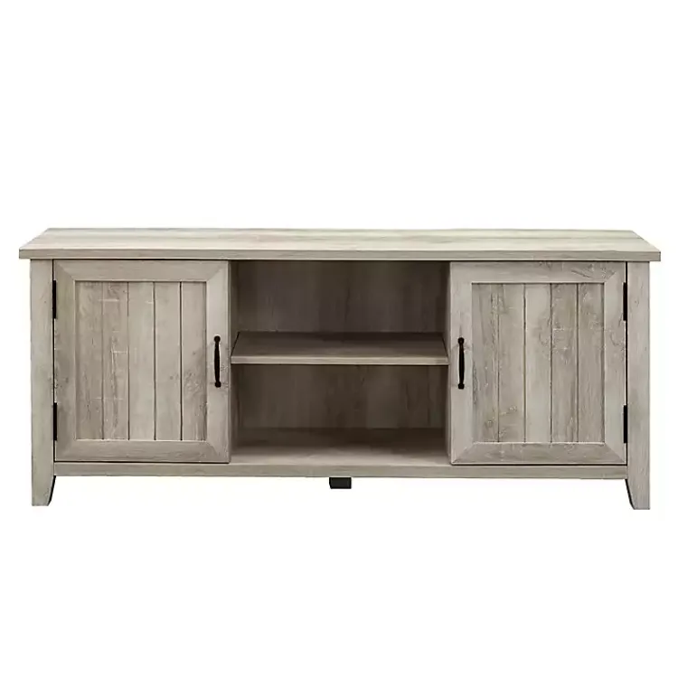 Kirklands Home White Oak Grooved Door TV Stand Ivory Discount