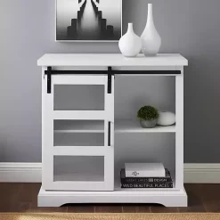 Kirklands Home Oak Sliding Door Cabinet White
