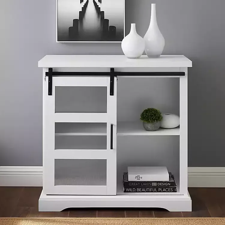 Kirklands Home Oak Sliding Door Cabinet White
