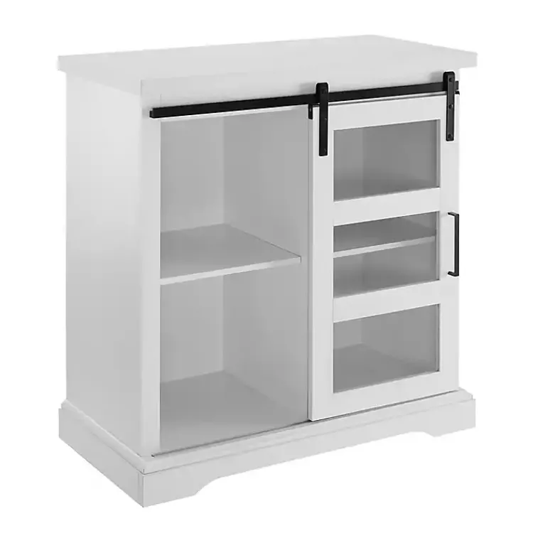 Kirklands Home Oak Sliding Door Cabinet White