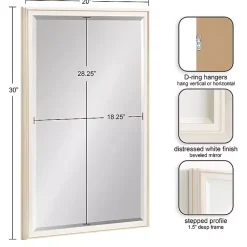 Kirklands Home White Oakhurst Rectangle Wall Mirror, 30 in.