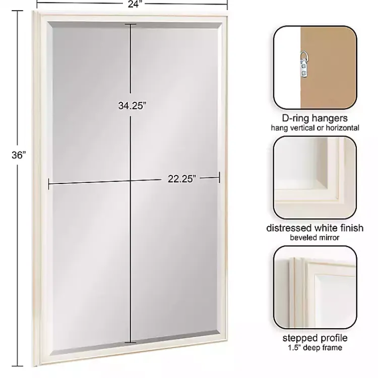 Kirklands Home White Oakhurst Rectangle Wall Mirror, 36 in.