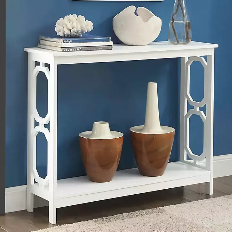 Kirklands Home Octagon Single Shelf Console Table White Outlet