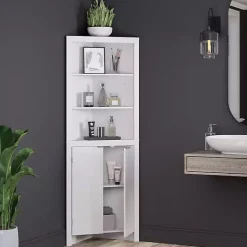 Kirklands Home Open Shelf Corner Cabinet White Best