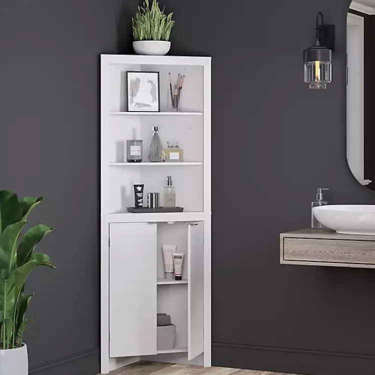 Kirklands Home Open Shelf Corner Cabinet White Best