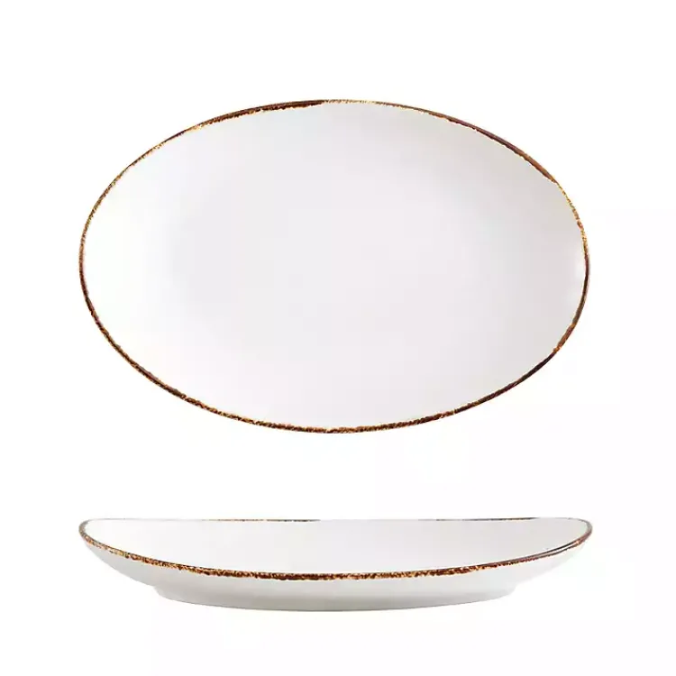 Kirklands Home Oval Ceramic Rimmed Serving Platter White Discount
