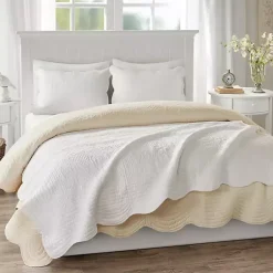 Blankets & Throws>Kirklands Home Oversized Quilted Scalloped Edge Throw White