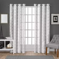 Kirklands Home White Paton Curtain Panel Set, 108 in. Outlet