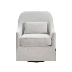 Kirklands Home Patterned Upholstered Swivel Glider Chair White New
