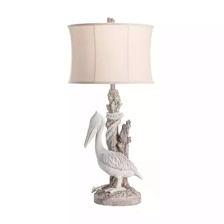 Kirklands Home White Pelican Coastal Table Lamp Ivory New