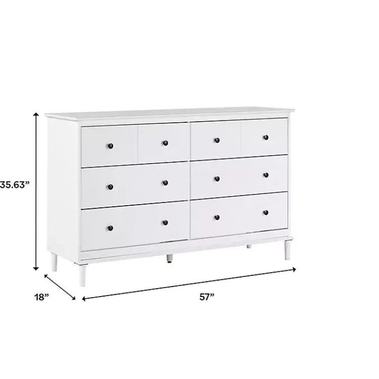 Kirklands Home Pine 6-Drawer Modern Dresser White Online