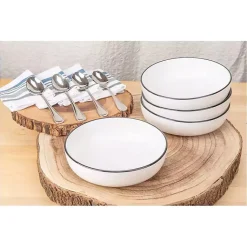 Kirklands Home Porcelain Black Trim 16-pc. Dinnerware Set White Best