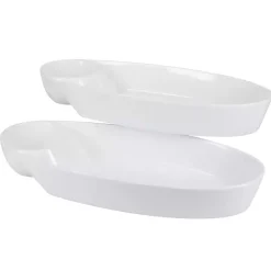 Kirklands Home Porcelain Chip & Dip Bowls, Set of 2 White Discount