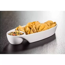 Kirklands Home Porcelain Chip & Dip Bowls, Set of 2 White Discount