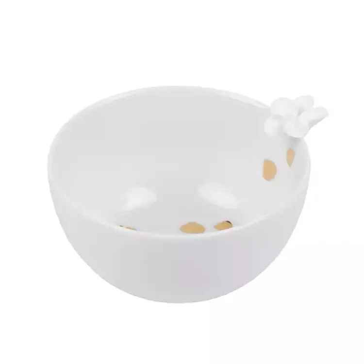 Decorative Bowls & Jars>Kirklands Home White Porcelain Floral Decorative Bowl