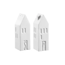 Kirklands Home Porcelain House Shaped Salt & Pepper Shakers White Clearance