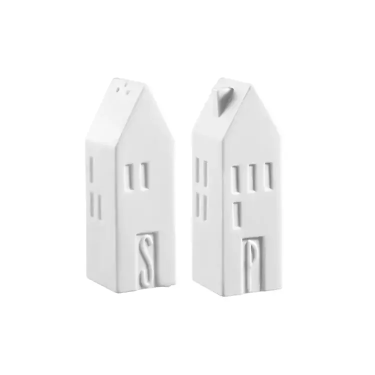 Kirklands Home Porcelain House Shaped Salt & Pepper Shakers White Clearance