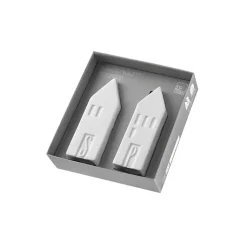 Kirklands Home Porcelain House Shaped Salt & Pepper Shakers White Clearance