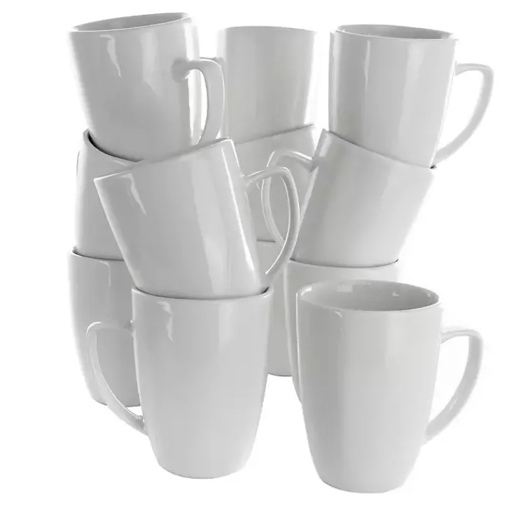 Kirklands Home Porcelain Mugs, Set of 12 White Online
