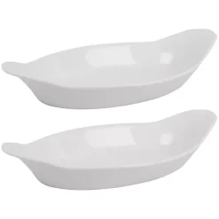 Kirklands Home Porcelain Oval Bakers with Handles, Set of 2 White Best