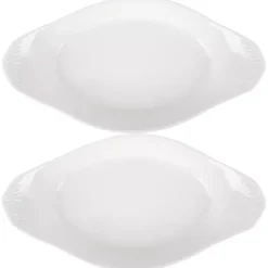 Kirklands Home Porcelain Oval Bakers with Handles, Set of 2 White Best
