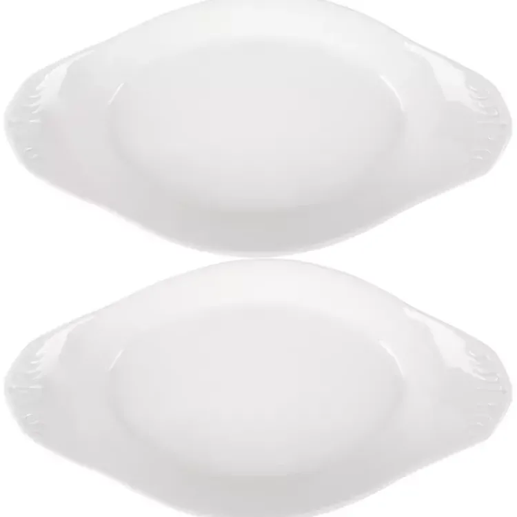 Kirklands Home Porcelain Oval Bakers with Handles, Set of 2 White Best