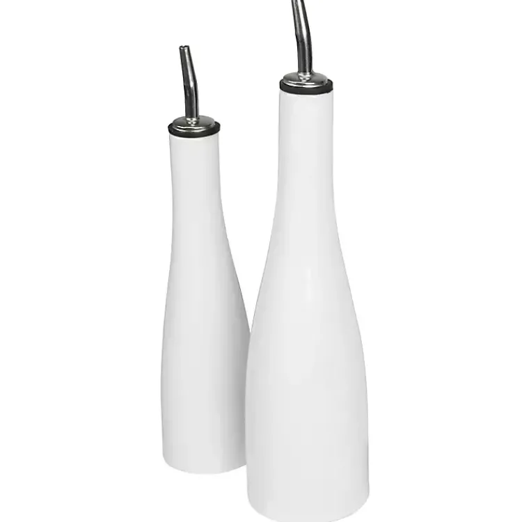 Kirklands Home Porcelain 2-pc. Oil and Vinegar Carafe Set White Best