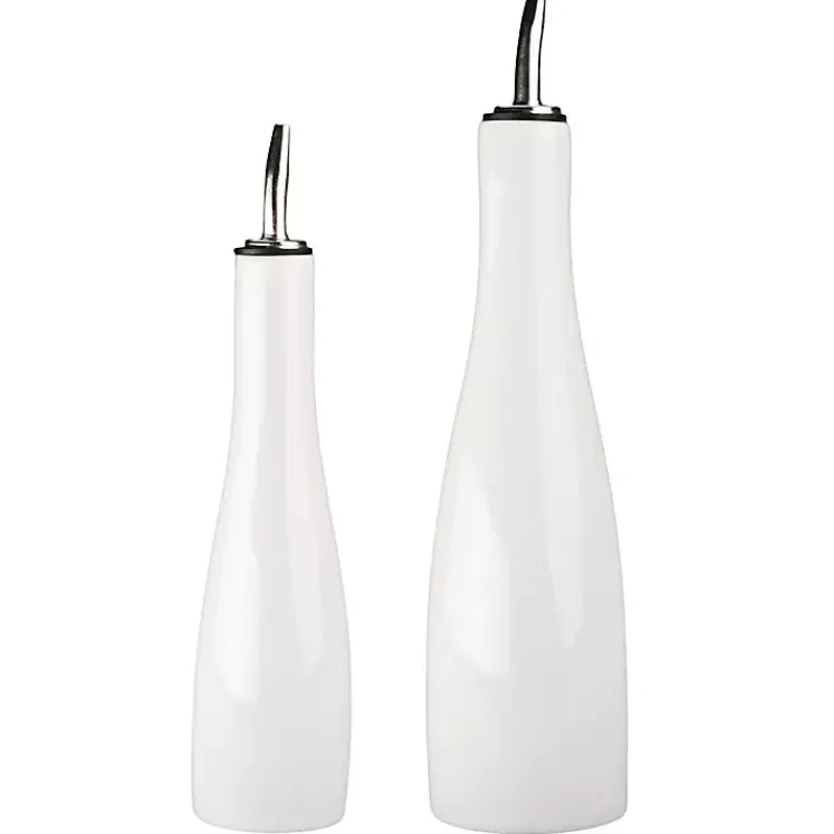 Kirklands Home Porcelain 2-pc. Oil and Vinegar Carafe Set White Best