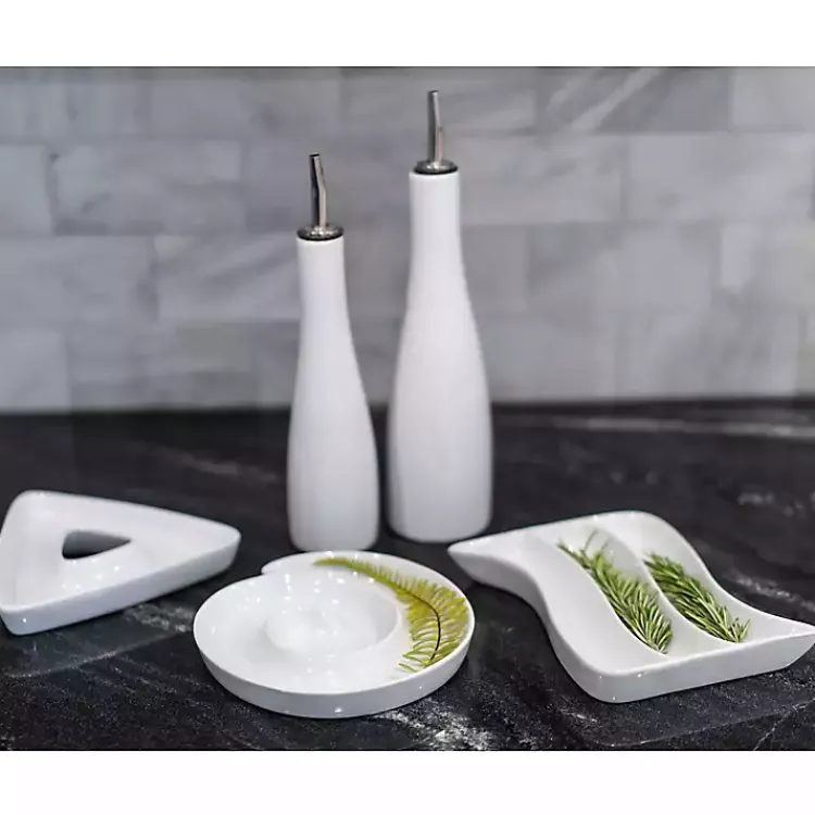 Kirklands Home Porcelain 2-pc. Oil and Vinegar Carafe Set White Best