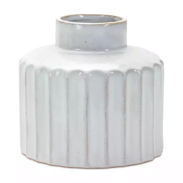 Vases>Kirklands Home Porcelain Ribbed Vases, Set of 2 White