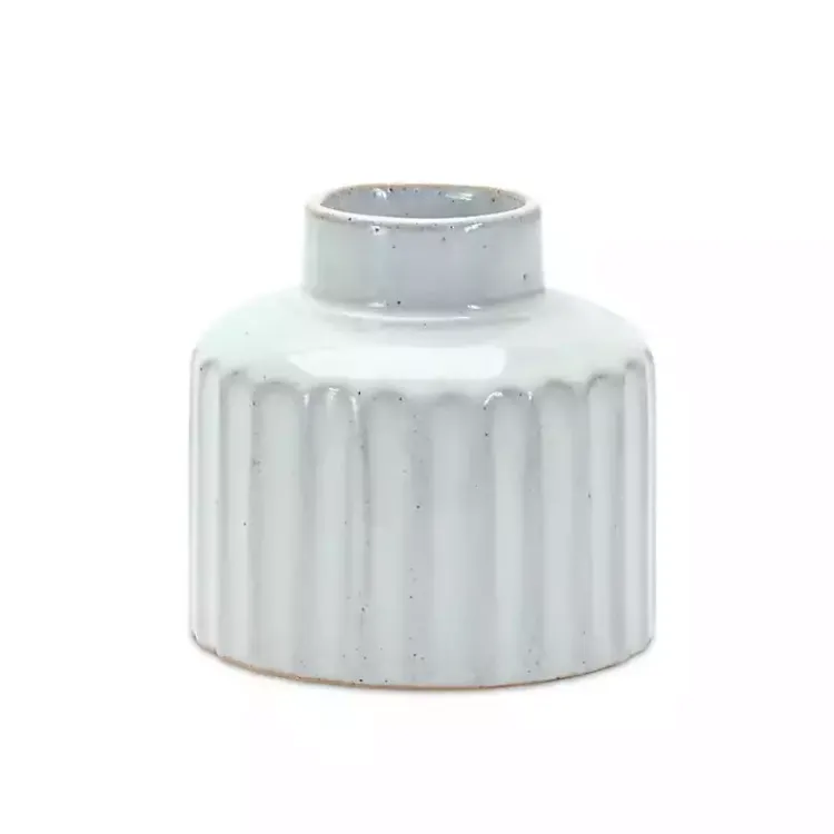 Vases>Kirklands Home Porcelain Ribbed Vases, Set of 2 White